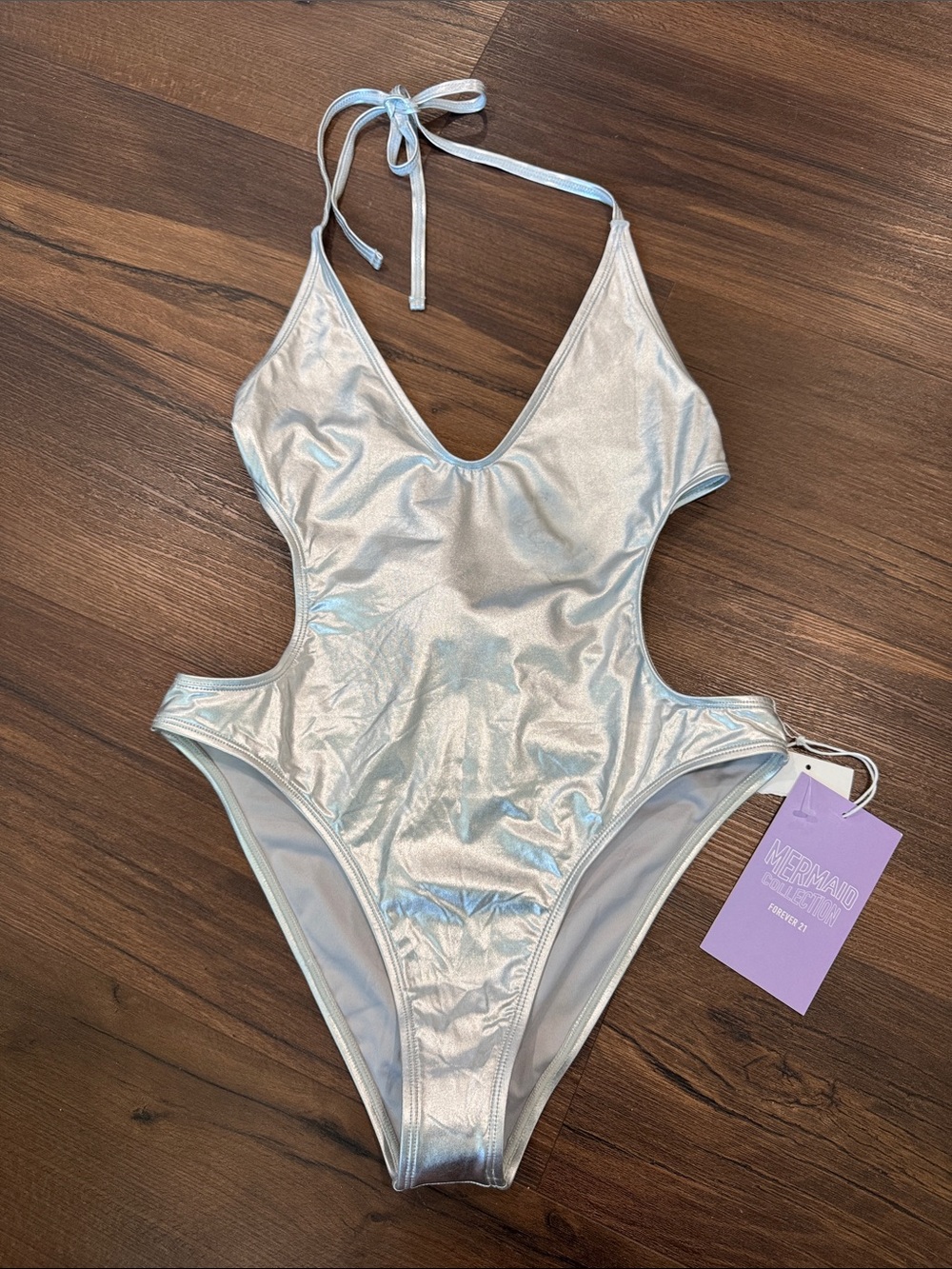Forever 21 Metallic One-Piece Monokini Swimsuit